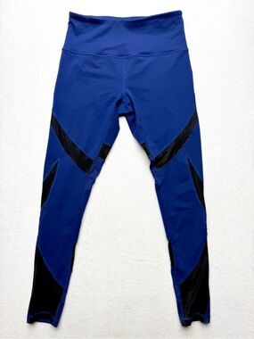 Zella Blue Leggings with Black Accent Panels